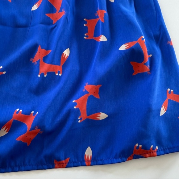 ModCloth-Peach Love-Fox Dress-Blue-Orange- A Line-Whimsical-Size M - Picture 8 of 12